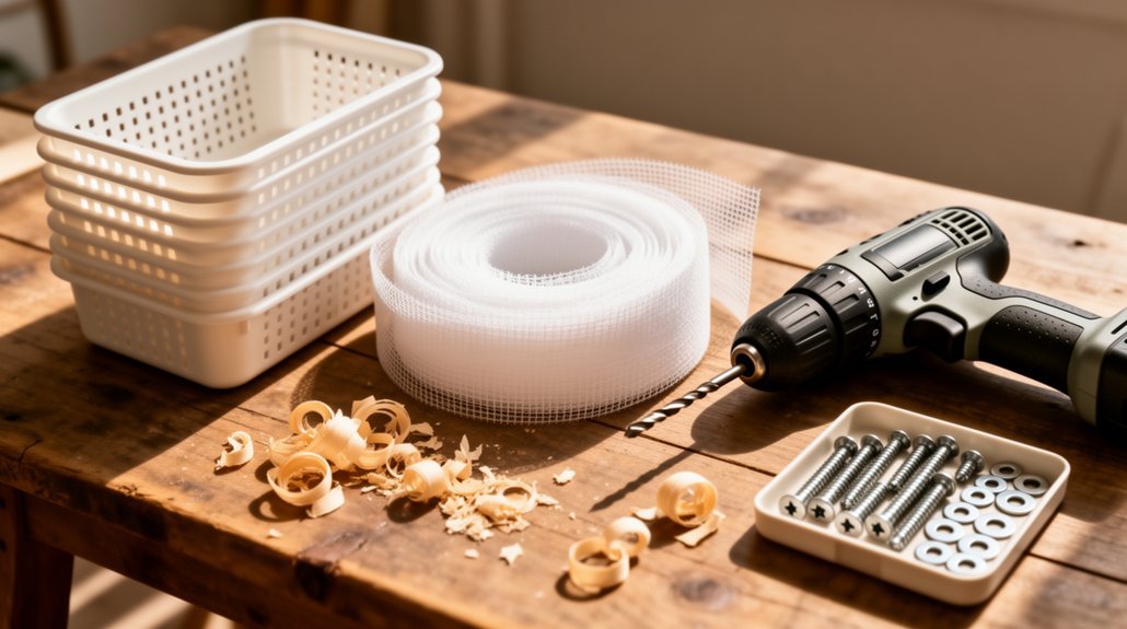 tools and setup for bokashi bin construction